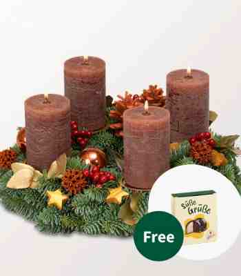Christmas Advent Wreath With Brown Candles