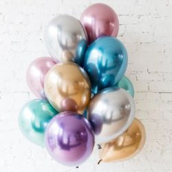 Multi Color Metallic Latex Balloons - 3 Multi Color