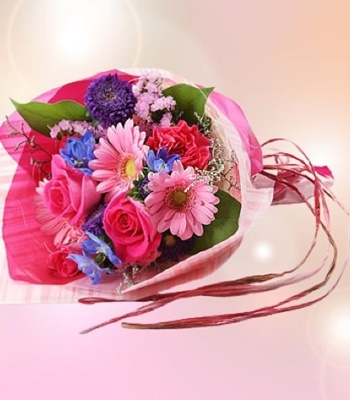 Gerbera Daisy and Roses Flower Bouquet