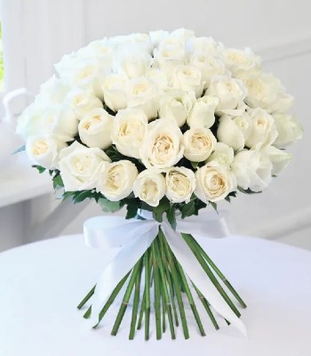 Sweet Romance - 24 White Roses Hand-Tied Bouquet