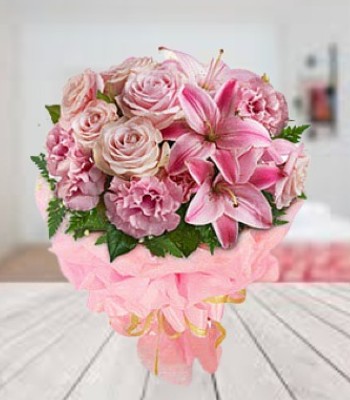 Blushstrokes - Pink Asiatic Lilies and Roses