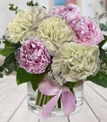 Peony and Carnations Flower - Free Chic Glass Vase