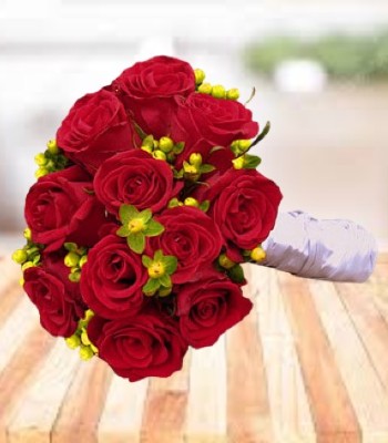 Charisma - 11 Fresh Red Roses Hand-Tied Bouquet