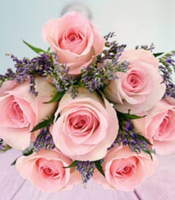 Flowers For Her - 8 Pink Roses