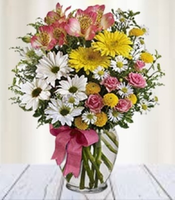 Mix Flower - Peruvian Lily, Gerbera Daisy, Chrysanthemums & Mini Carnation