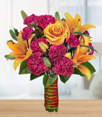 Rose, Carnation and Lily - Special Bouquet For Your Family & Friends