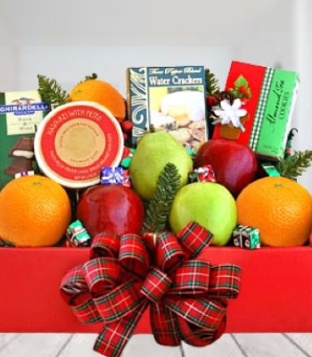 Gift Basket - Fruit, Cracker, Cheese with Almond Tea Cookies