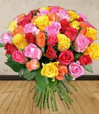 40 Mixed Colors Roses Hand-Tied Bouquet