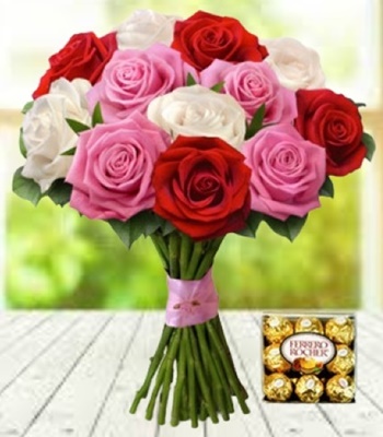 Dozen Mix Color Roses - Assorted Rose Bouquet