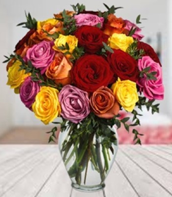 24 Long Stem Mix Color Roses - Assorted Roses