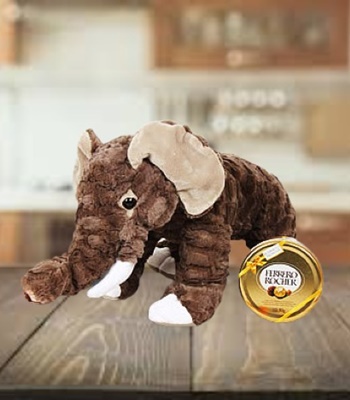 Elephant with Chocolate Box - 12 Inch