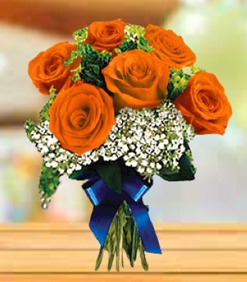 6 Orange Roses