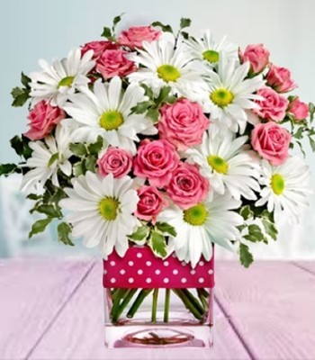 Unconditional Love - Spectacular Flowers With Vase and Ribbon