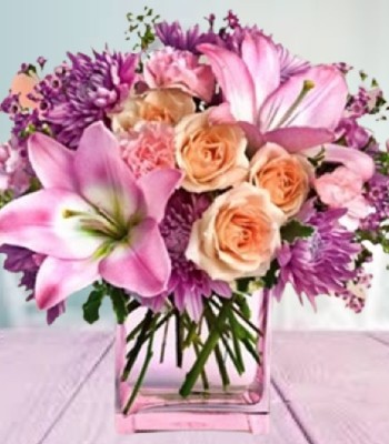 Mothers Day Flowers - Roses Asiatic Lilies and Carnations