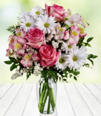 Mothers Day Flowers - Roses Alstromeria and White Mums