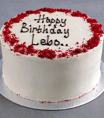 Red Velvet Happy Birthday Cake with Personalized Name - 91.68oz/ 2.5kg