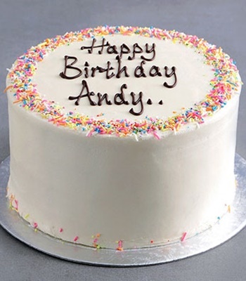 Vanilla Happy Birthday Cake with Personalized Name - 91.68oz/ 2.5kg