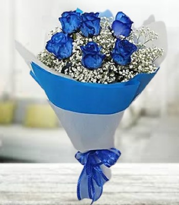 Blue Rose Bouquet  Valentine's Day Blue Flowers
