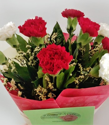 Carnation Bouquet - Red and White Carnations Hand-Crafted with Love