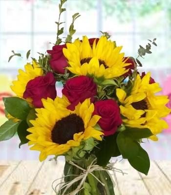 Sunflower and Rose Bouquet - Get Well Soon Flowers