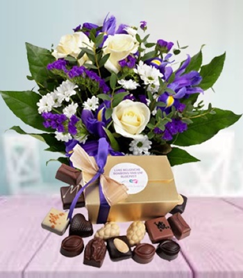 Stunning Mix Flower Bouquet with Belgium Chocolates