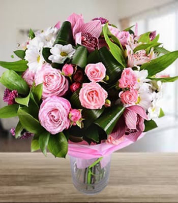 Fresh Cut Mixed Roses, Alstroemerias & Chrysanthemums Bouquet