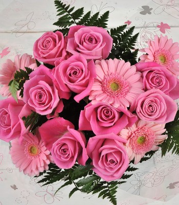 Pink Premium Flowers in European Hand-Tied Style