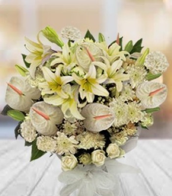 Sympathy Bouquet of White Flowers