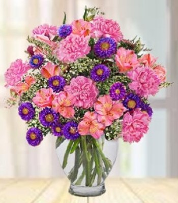 Mix Flowers - Purple Flower Flowers with Vase