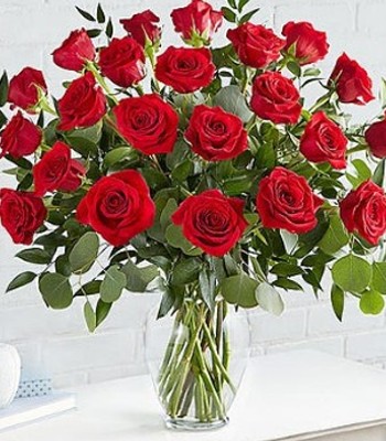 Rose Flower Bouquet - 24 Red Roses Hand-Tied