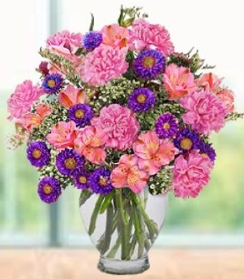 Mix Flowers - Purple Flower Flowers with Vase