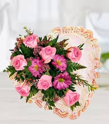 Sympathy Flower Bouquet - Heart Shape