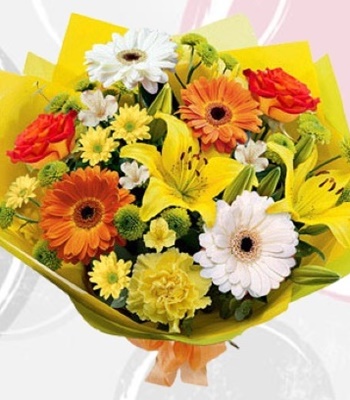 Mix Flower Bouquet of White Orange and Lemon Flowers