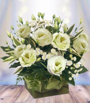 White Rose Arrangement with Mix Seasonal Flowers