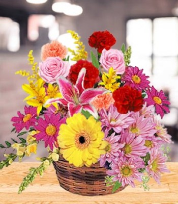 Mix Color Fresh Assorted Flower Basket