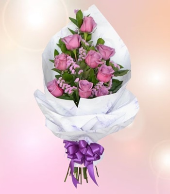 Valentines Passion - Dozen Lavender Roses Hand-Tied Bouquet