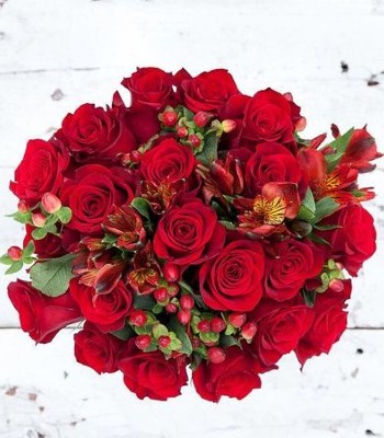 21 Red Rose Bouquet with Mix Seasonal Flowers