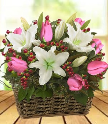 Lilies and Tulips Basket