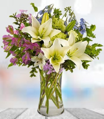 Lily and Delphinium Flower Bouquet