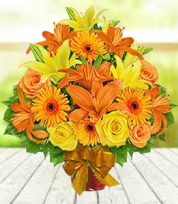 Mix Flower Bouquet - Gerbera Daisy, Lily and Roses