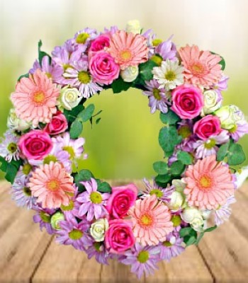 Funeral Wreath - Pastel Color Flower Wreath