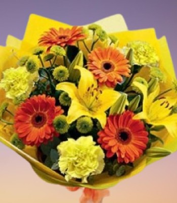 Mix Flowers - Rose, Gerbera Daisy, Spider Mums, Gypsophila & Seasonal Flowers