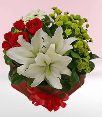 Mix Flower Bouquet - Rose, Chrysanthemums and Lily