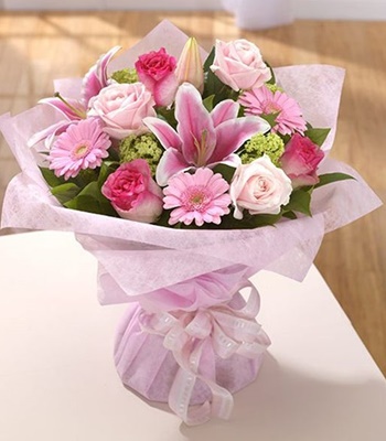 Lilies Gerberas and Roses Hand-Tied By Experts