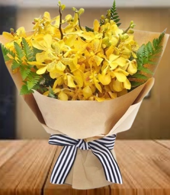 Bangkok Brilliance - Yellow Orchids Bouquet