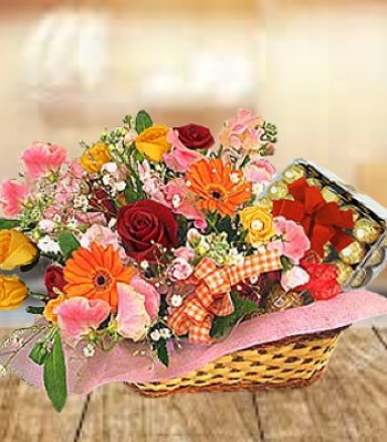 Flower And Chocolates Basket