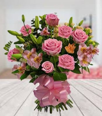 Mix Flowers - Rose, Lily and Alstromerias Bouquet