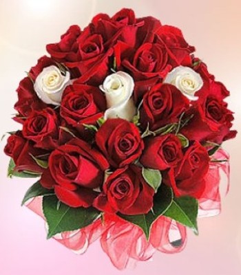 Red & White Rose Bouquet - Love & Romance Flowers