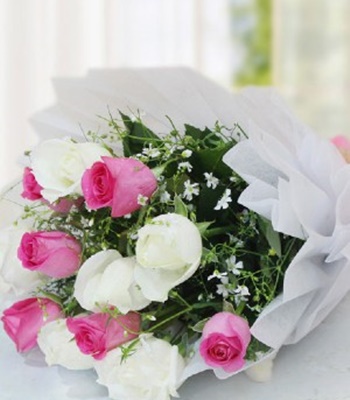 Crazy Love - White and Pink Roses Hand-Tied For Her