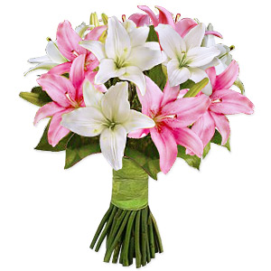 Lily Bouquet - Pink and White Asiatic Lilies